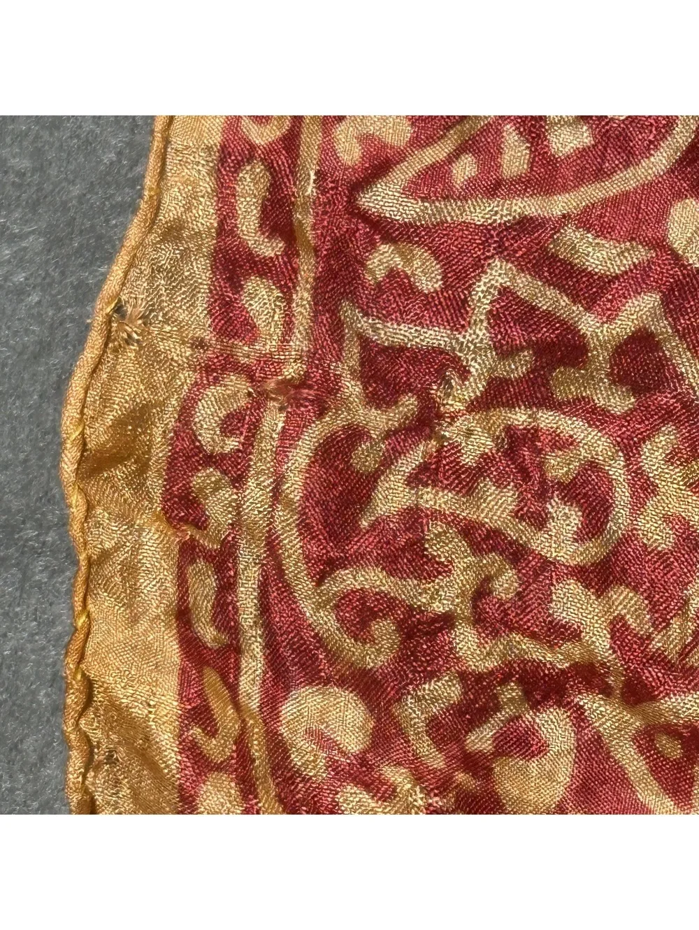 Vintage Red and Orange Paisley Print Silk Scarf